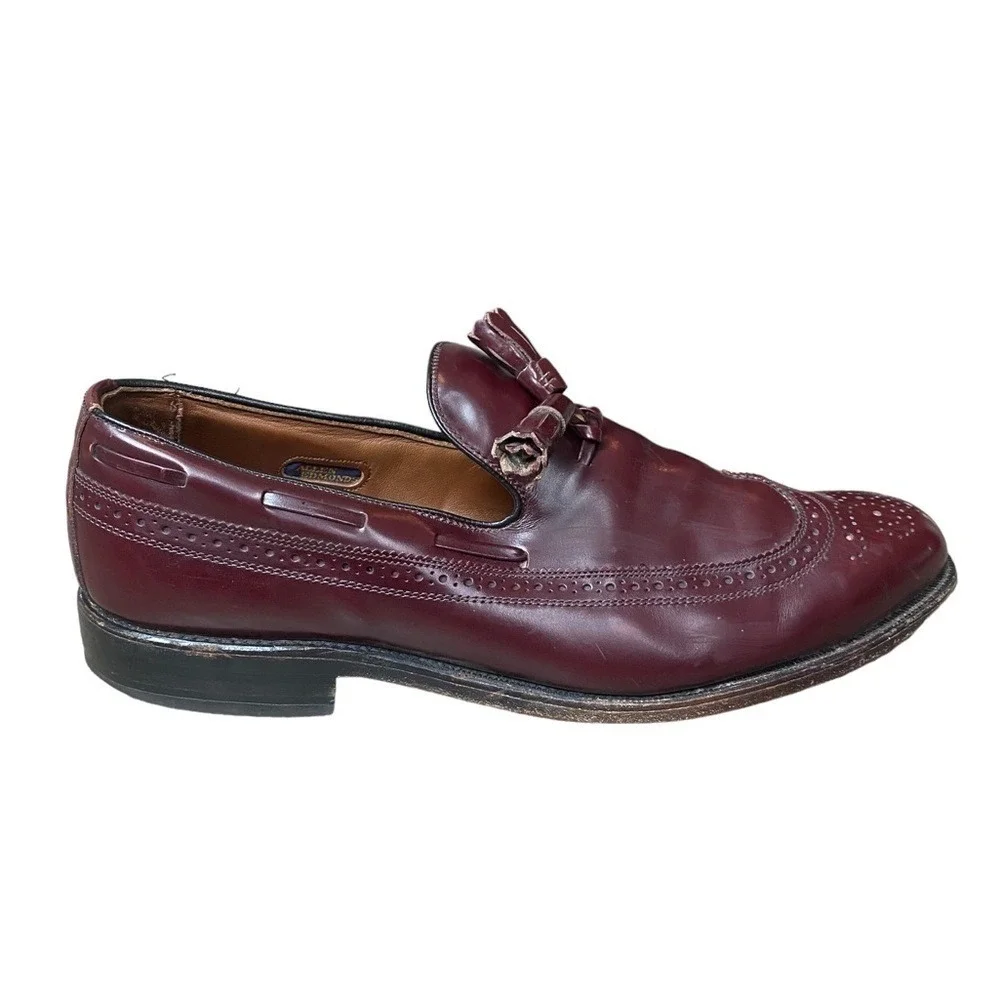 Allen Edmonds Mens Berwick Tassel Oxford Wing Tip Shoe Size 9 Burgundy Leather
